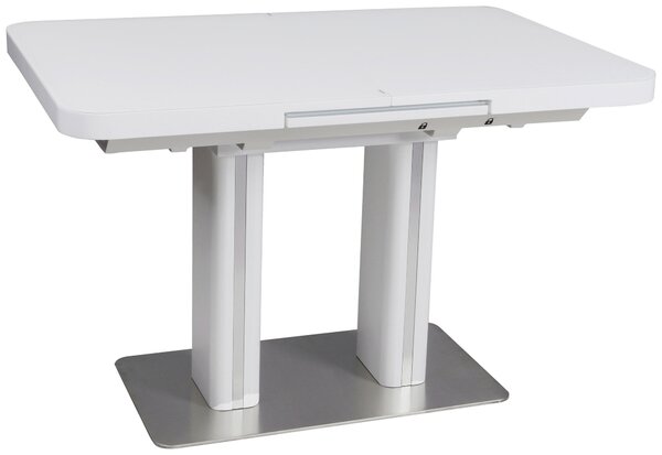 JÍDELNÍ STŮL, bílá, barvy nerez oceli, 120-160/80/76 cm Hom`in - Jídelní stoly