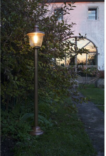 Il Fanale 248.15.ORT Venezia, venkovní stojanová lampa, 1x57W E27, mosaz, bublinkové sklo, výška 150cm, IP44