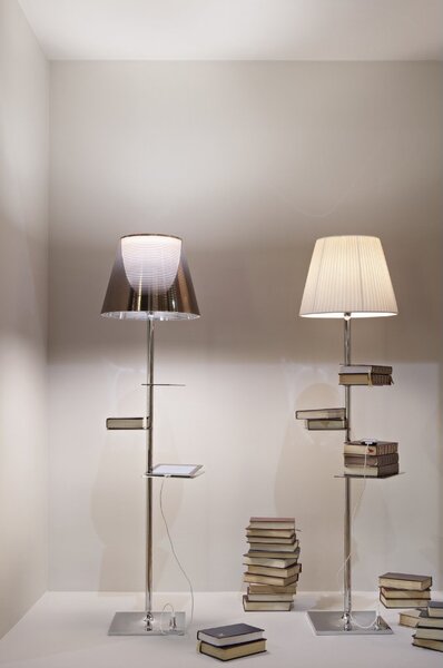 Flos F1011007 Bibliotheque Nationale, stojací lampa s difusorem ze světle hnědé látky, design Philippe Starck, 1x150W E27, 150cm