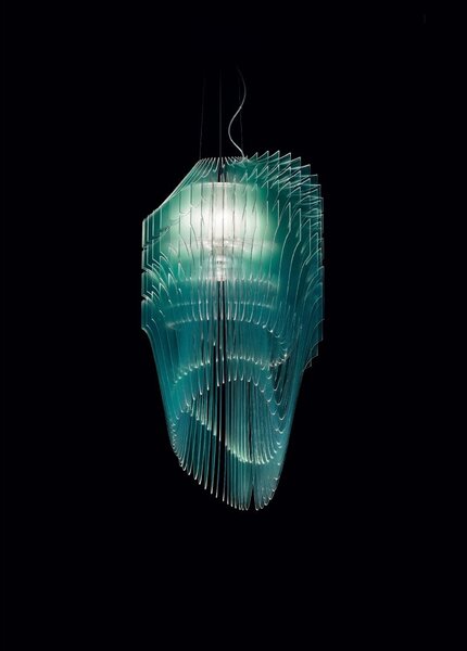 SLAMP AVISM00TRQ01T00000EU Avia suspension M, tyrkysové svítidlo od Zaha Hadid - limitovaná edice, 3x12W E27 + 7W Spot LED PAR 20, 100cm