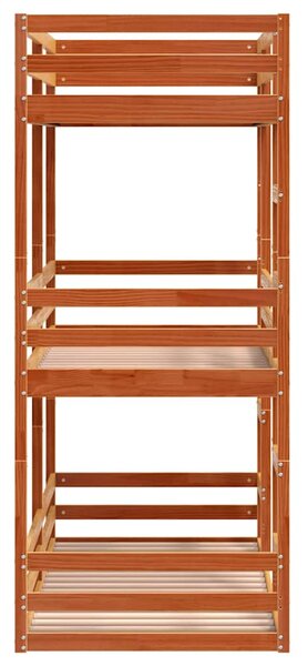 Třípatrová postel voskově hnědá 90x190 cm masivní borové dřevo 3284259
