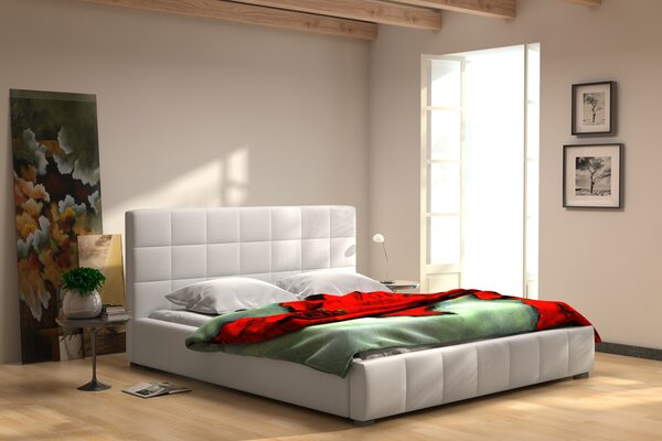 Manželská postel Chester 140 + rošt, lamino, bez matrace, s úložným prostorem