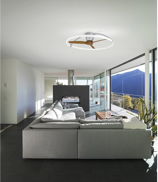 Mantra 7533 Nepal, stropní svítidlo s ventilátorem a dálkovým ovladačem, LED 75W 2700K-5000K, dřevo/stříbrná, průměr 105cm