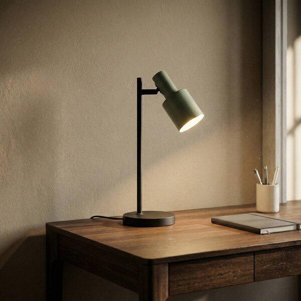 Lindby Stolní lampa Ovelia, zelená/černá, kov, E27, Černá, Pracovna / kancelář, kov, Moderní, Stolní lampa