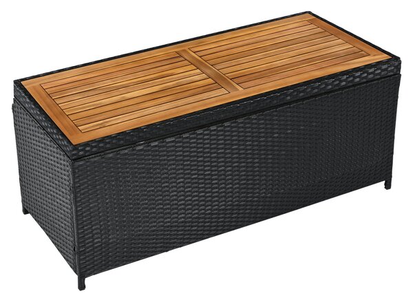 KONDELA Zahradní úložný box/lavice, černá/přírodní/krémová, BEMUS