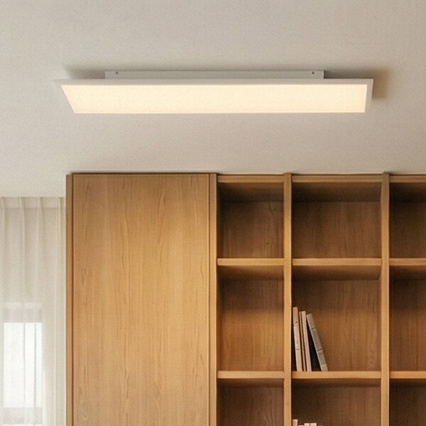 Arcchio LED panel Arthur, 120 x 30 cm, stříbrný, 4000 K, Bílá / opál, Obývací pokoj / jídelna, Plast, Moderní