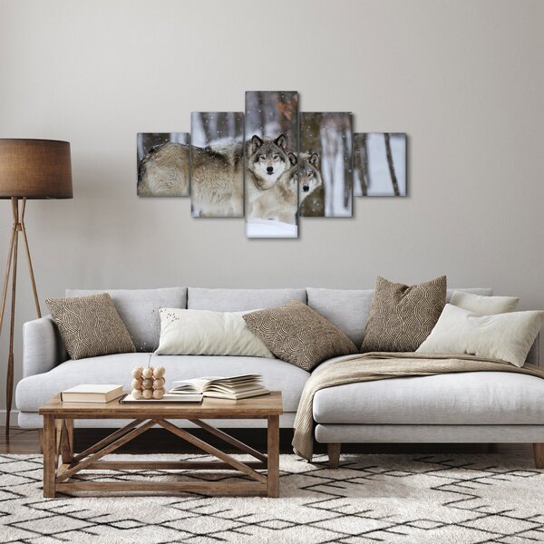 Obraz - Vlci v zimě (125x70 cm)