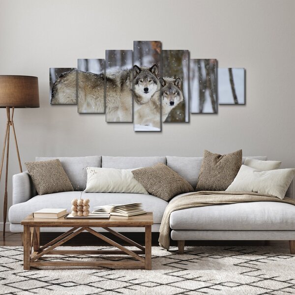 Obraz - Vlci v zimě (210x100 cm)