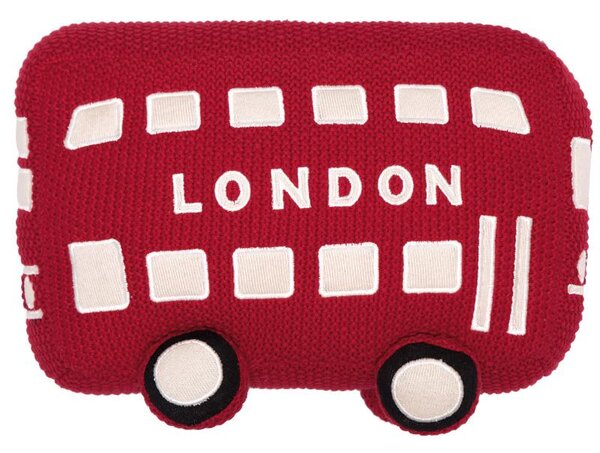 Pletený polštářek LONDON BUS červená vánoční dekorace
