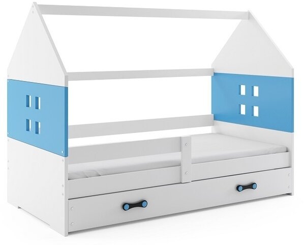 Dětská postel Domi 80x160, bílá/bílá/modrá