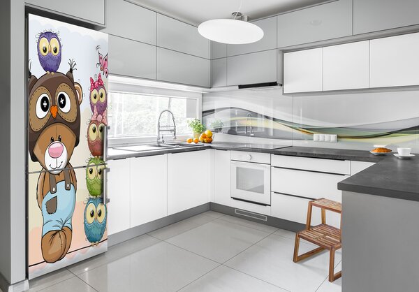 Foto nálepka na ledničku stěnu Medvídek a sovy FridgeStick-70x190-f-104192843