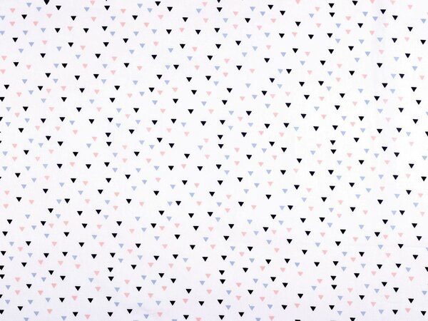 Bavlněná látka / plátno trojúhelníčky METRÁŽ - (792) bílá