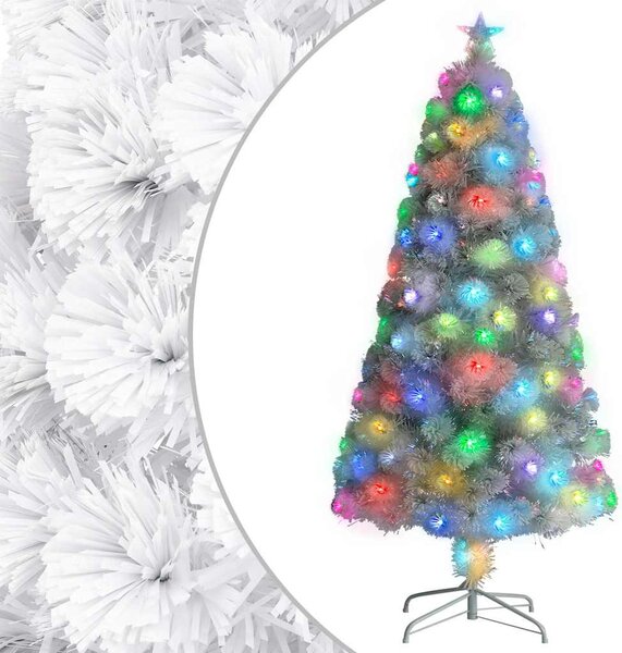Vánoční stromek s LED osvětlením bílý 120 cm optické vlákno 328449
