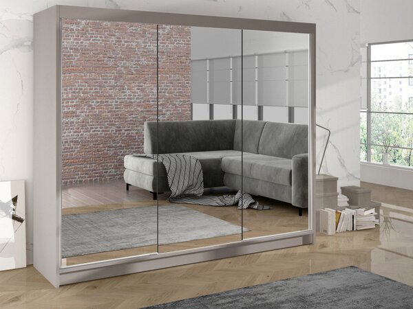 Šatní skříň se zrcadlem Geneva III, Barva: bílá Mirjan24 5903211108822