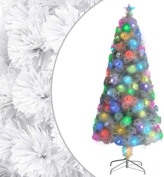 Vánoční stromek s LED osvětlením bílý 150 cm optické vlákno 328450