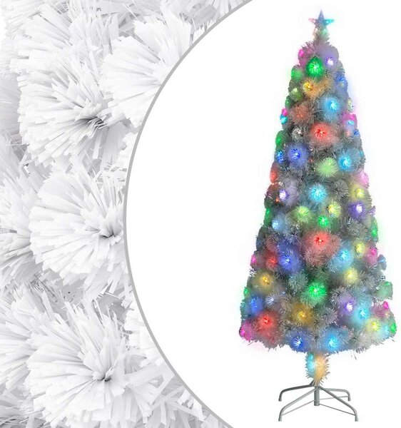 Vánoční stromek s LED osvětlením bílý 240 cm optické vlákno 328453