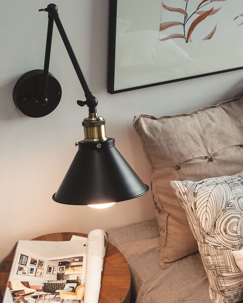 Sada 2 nástěnných lamp NARVA Černá Kov Nastavitelná