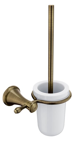 WC štětka v keramické nádobě, nástěnný držák v retro stylu staromosaz NIMCO LADA LA 19094KU-65