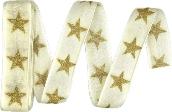 Vánoční stuha GOLD STAR krémová 25mm x 2m (9,-Kč/m)