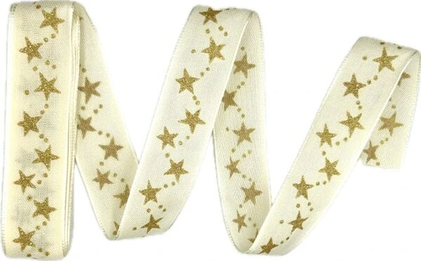 Vánoční stuha STAR CHAIN krémová 25 mm x 2 m (9,- Kč/m)