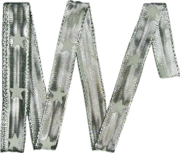 Vánoční stuha stříbrná WHITE STAR SILVER lesklá 15mm x 2m (5,- Kč/m)