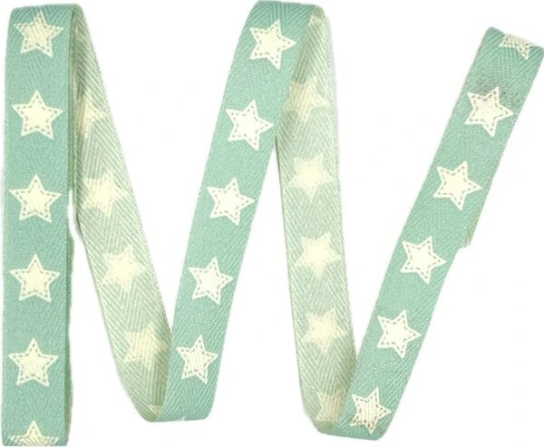 Vánoční stuha WHITE STAR LIGHT BLUE pastelově modrá 15mm x 2m ( 2,50 Kč/m)