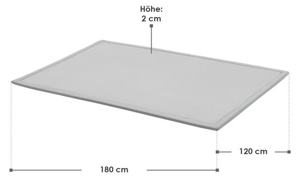 Dětská hrací podložka 180x120 cm, paměťová pěna, šedá