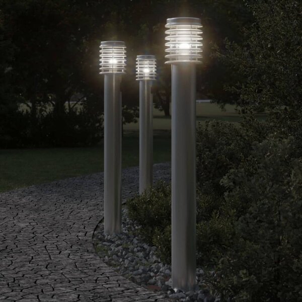 Venkovní stojací lampy 3 ks stříbrné 110 cm nerezová ocel