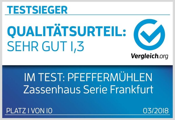 Mlýnek na pepř FRANKFURT olivové dřevo 14 cm - Zassenhaus