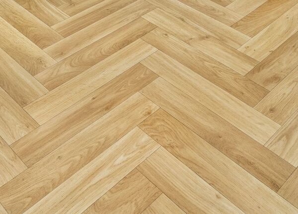 Breno PVC CROWN Oak Chevron 633D - světlé parkety, šíře 100 cm