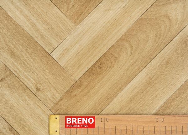 Breno PVC CROWN Oak Chevron 633D - světlé parkety, šíře 100 cm