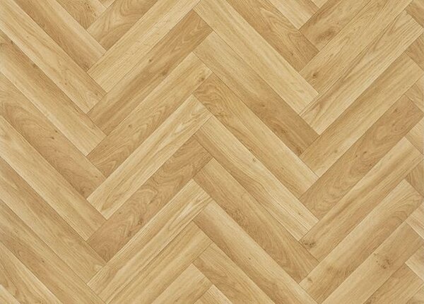 Breno PVC CROWN Oak Chevron 633D - světlé parkety, šíře 100 cm