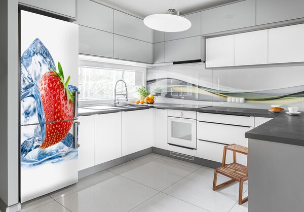 Nálepka na ledničku fototapeta Jahoda a led FridgeStick-70x190-f-62722634