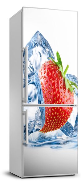 Nálepka na ledničku fototapeta Jahoda a led FridgeStick-70x190-f-62722634