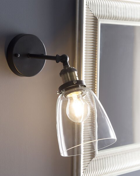 Sada 2 nástěnných lamp LOVAT Průhledná Černá Kov Nastavitelná