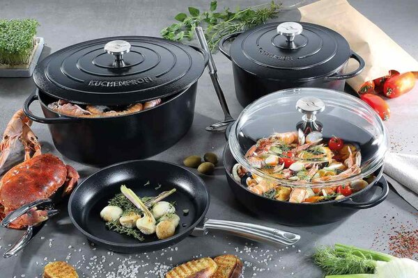 Litinový hrnec oválný Provence 33 cm černý - Küchenprofi Solingen