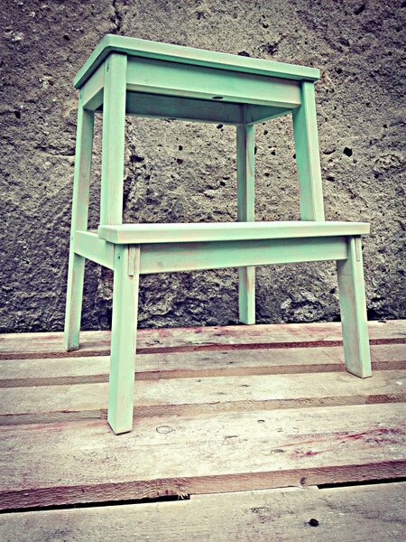 Stará Krása - Designová úprava Dřevěná stolička - schůdky v Provence stylu s patinou