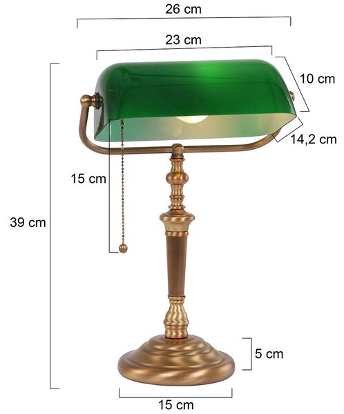 Stolní lampa Ancilla, stínidlo sklo, bronz/zelená