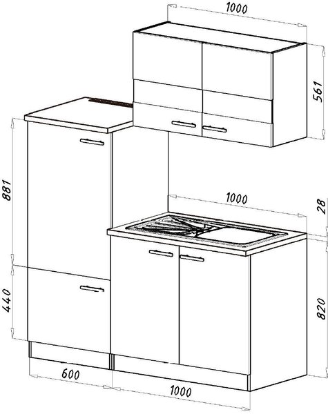 KUCHYŇSKÝ BLOK 160 cm Respekta - Online Only kuchyňské linky, Online Only