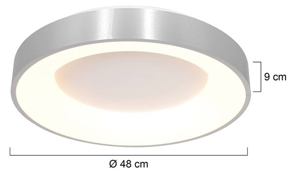 LED stropní svítidlo Ringlede 2 700 K Ø 48 cm stříbrná