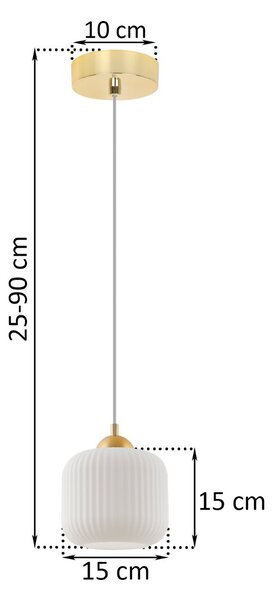Závěsné svítidlo Riffle, 1x bílé skleněné stínítko, g