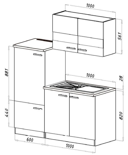 KUCHYŇSKÝ BLOK 160 cm Respekta - Online Only kuchyňské linky, Online Only