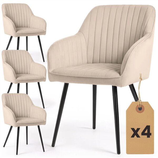 Set 4x čalouněná jídelní židle FURELIA - béžová / černá