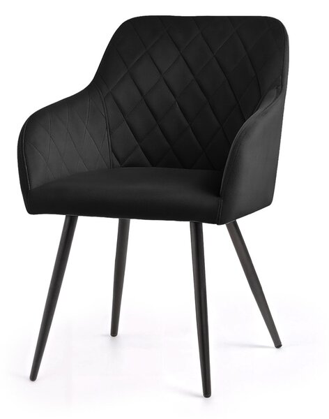 Set 4x prošívaná čalouněná židle VIRENZA - černá / černá