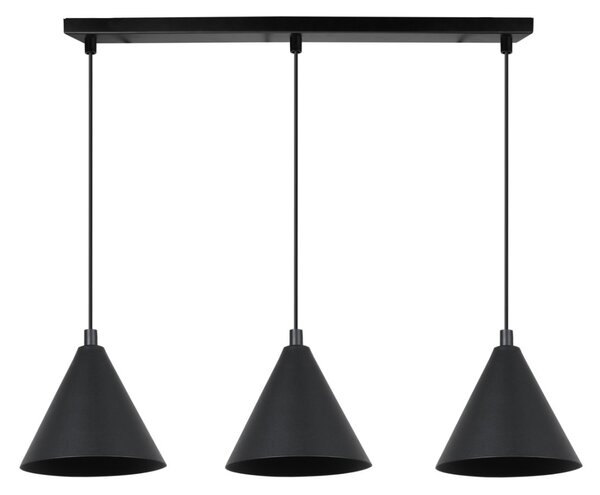 Závěsné svítidlo Soho, 3x černé kovové stínítko, (fi 14cm)