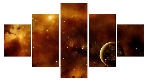 Obraz - Planety s mlhovinou (125x70 cm)