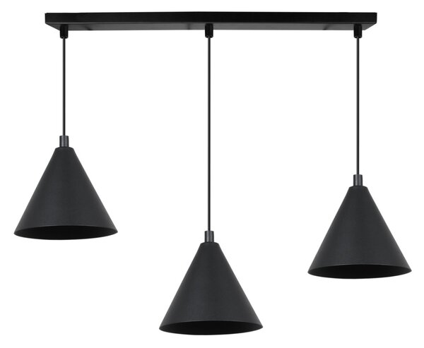Závěsné svítidlo Soho, 3x černé kovové stínítko, (fi 14cm)