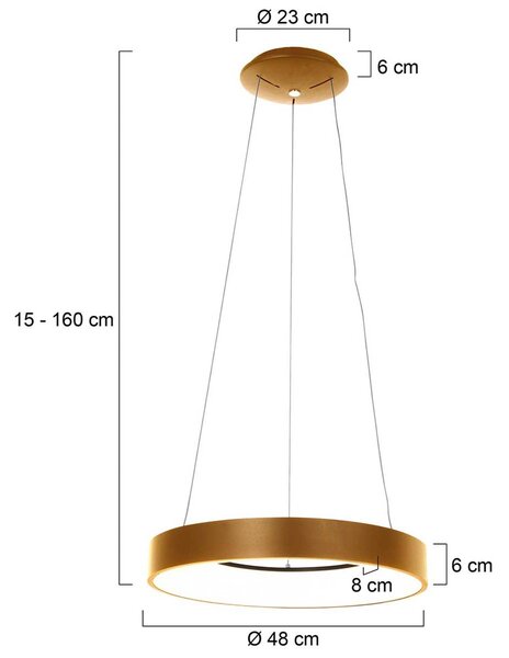 LED závěsné světlo Ringlede, Ø 48 cm, zlatá