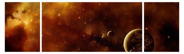 Obraz - Planety s mlhovinou (170x50 cm)
