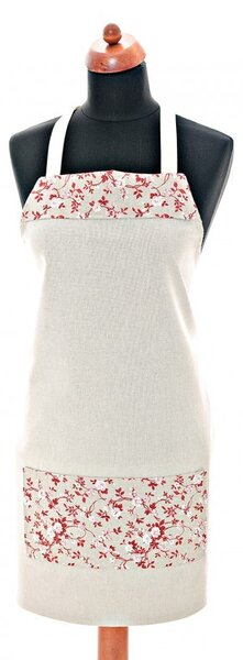 Stará Krása - Own Imports Zástěra do cukrárny s bílo červenou růžičkou z kvalitní bavlny 80 x 70 cm